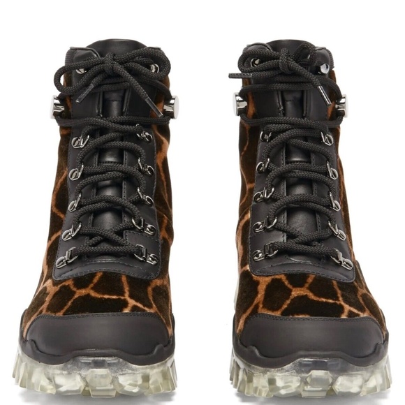 Moncler Helis Hiking Snow Boots Animal Print Size 7 New - Picture 4 of 10
